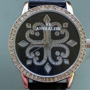 Ann Klein Black White Crystal Watch